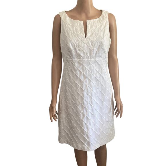 White House Black Market Dress Womens Size 8 White Textured Feel Summer Spring - Picture 1 of 12